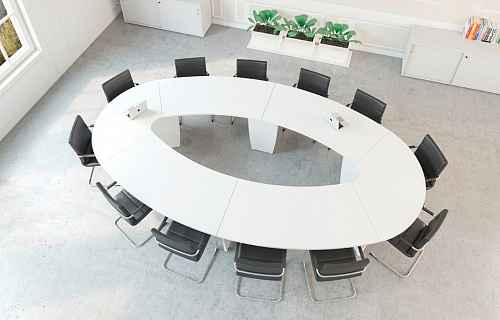 Белый овальный стол для конференций CONTENT