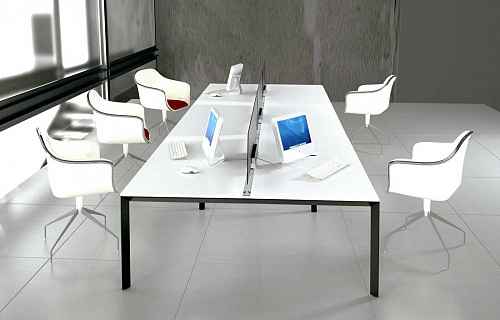Белый офисный стол с экраном VERMONT