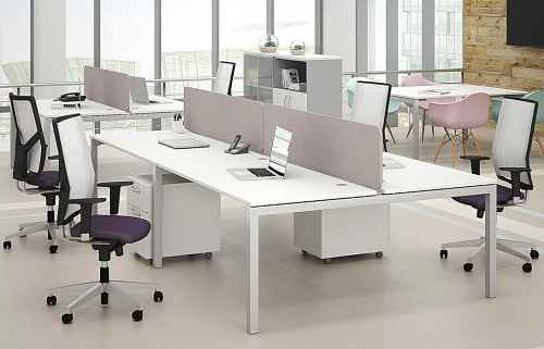 Белый стол для офиса на металлокаркасе OPTIMAL